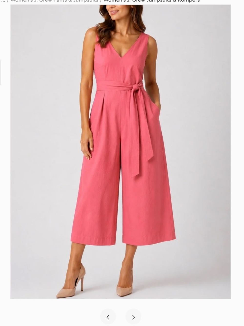 J.Crew coral poplin v neck jumpsuit